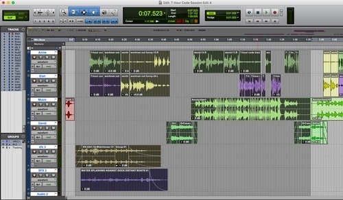 Pro Tools, editing a podcast episode.